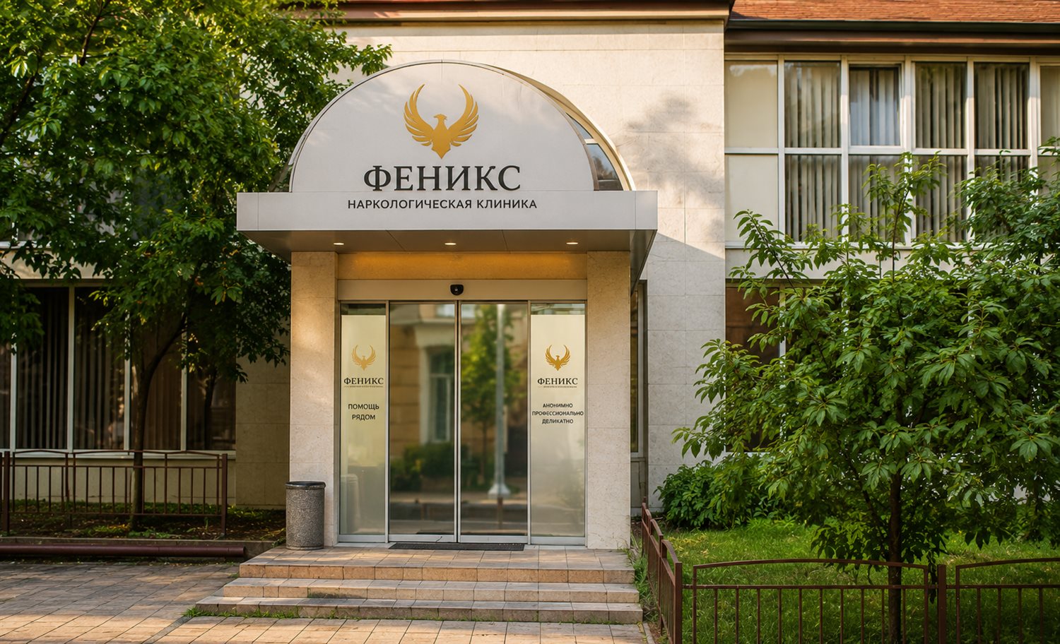 Вход в наркологическую клинику «Феникс» в Истре